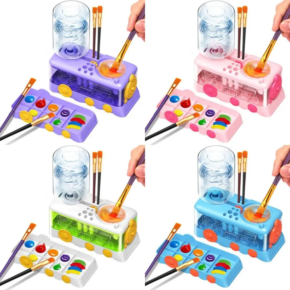 Rondella multifunzionale per pennelli con pulsante di scarico Circolazione automatica dell'acqua Strumenti artistici Secchio per dispositivo pulito per pennelli