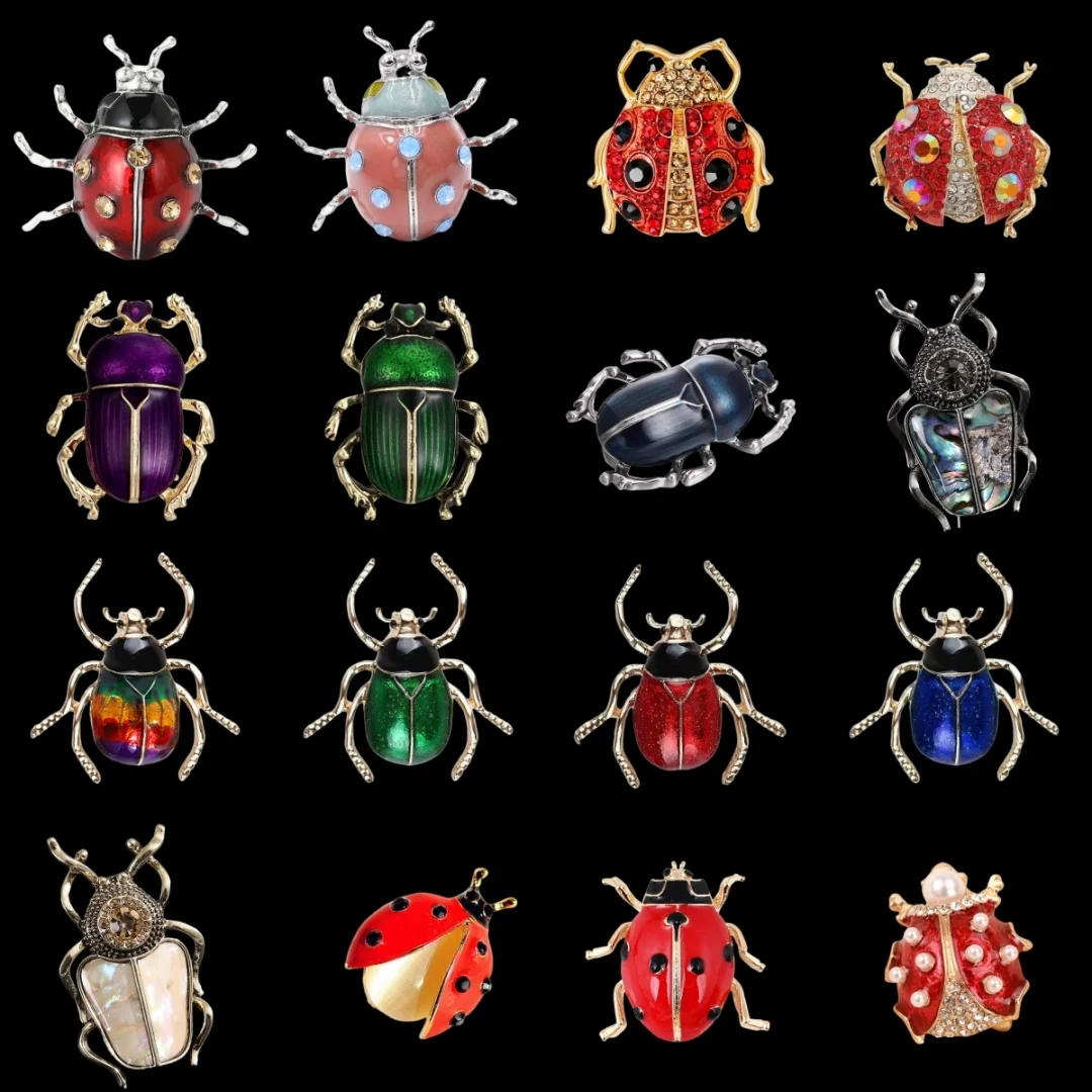 Baroque Luxury Ladybug Beetle Insect Design Brooches for Men and Women, Jewelry and Accessories, Wedding, Holiday,and PartyGifts