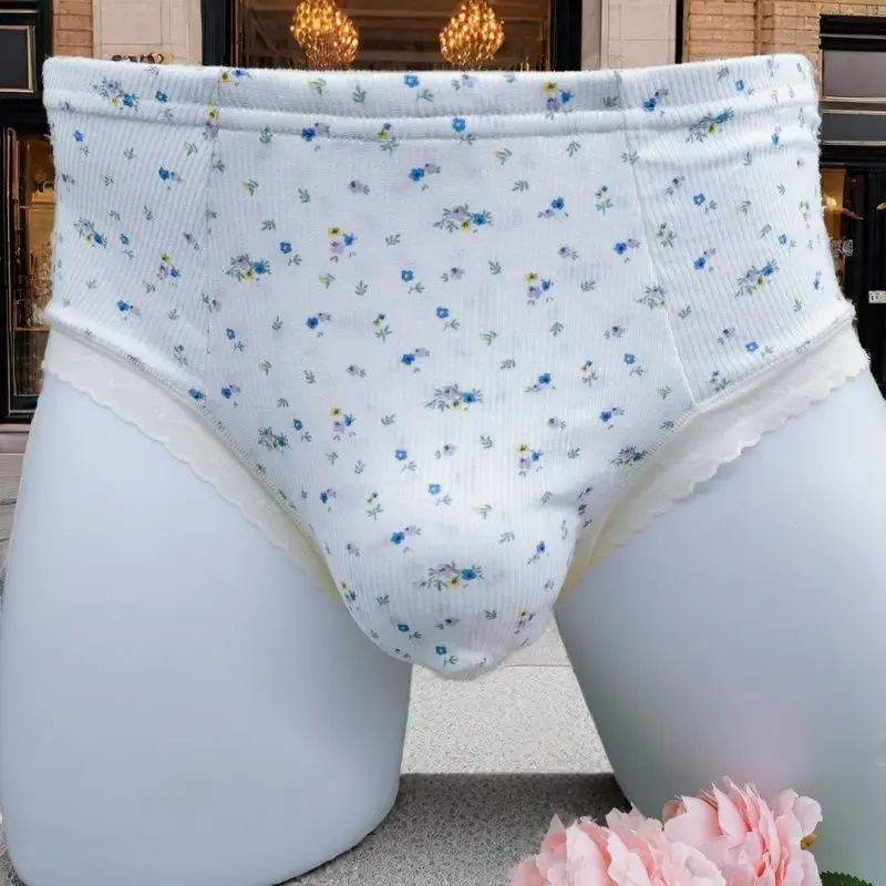 رجل ملخصات زهرة صغيرة الدانتيل ملخصات الحلو سيسي لينة مريحة سراويل مرنة رجل الملابس الداخلية صناعة يدوية