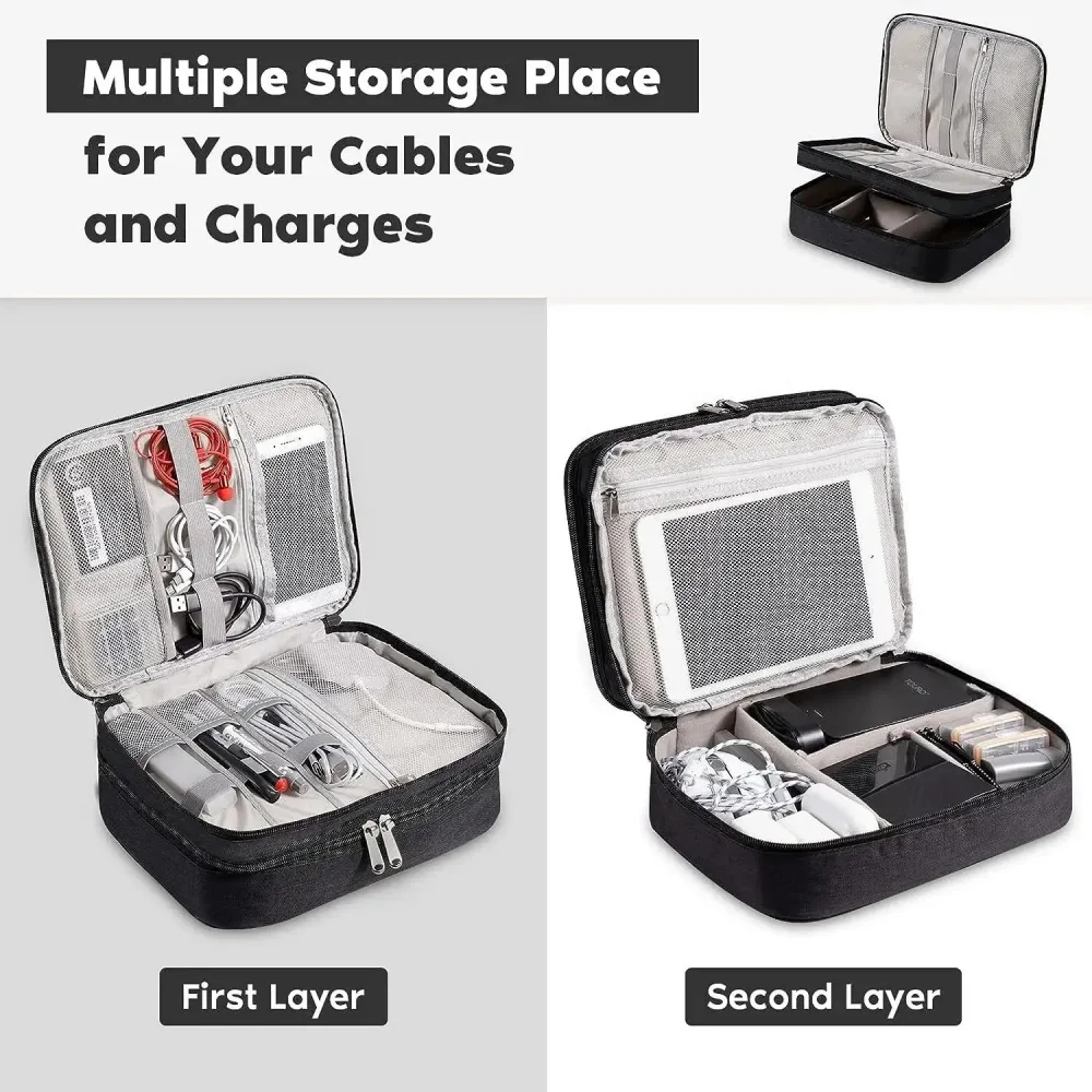 Cable Storage Bag Waterproof Digital Electronic Accessories Organizer Portable Travel Cable Organizer Case for USB Charger Plug