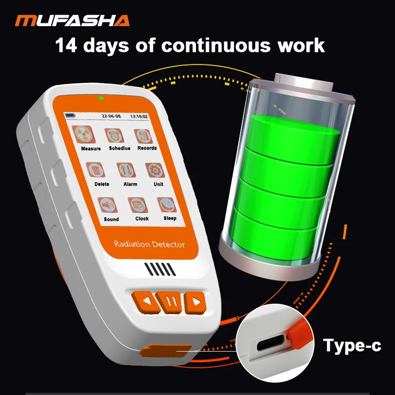 MUFASHA Geiger Counter Nuclear Radiation Detector Color Display Screen Personal Dosimeter Detectors Beta Gamma X-Ray Tester