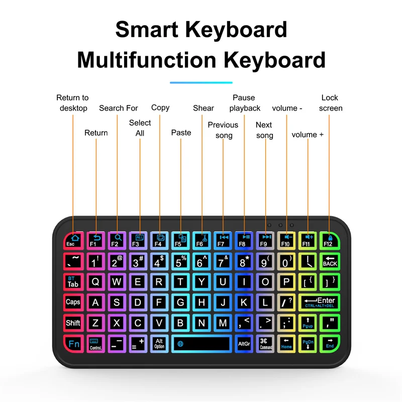 Wireless Bluetooth 5.2 Keyboard For Tablet Android IOS Windows Backlit Keyboard English 5inch Keycups Mini Rechargeable Keyboard