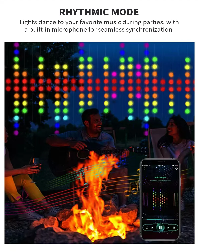 USB LED Smart Curtain Lights DIY Music Sync RGB Fairy Light Bluetooth App Control Bedroom Window Party Decoration