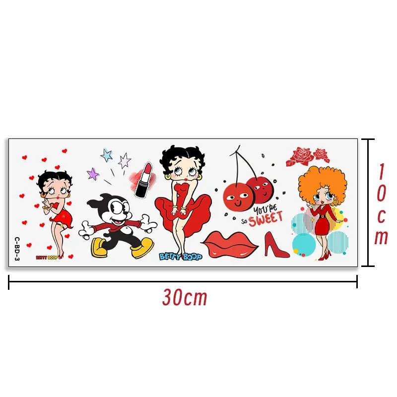 ملصقات DTF الإبداعية DIY ملصقات مقاومة للماء لسلسلة Betty Boop Bimbo Anime UV نقل كريستال بوبو الشفاف للفتيات