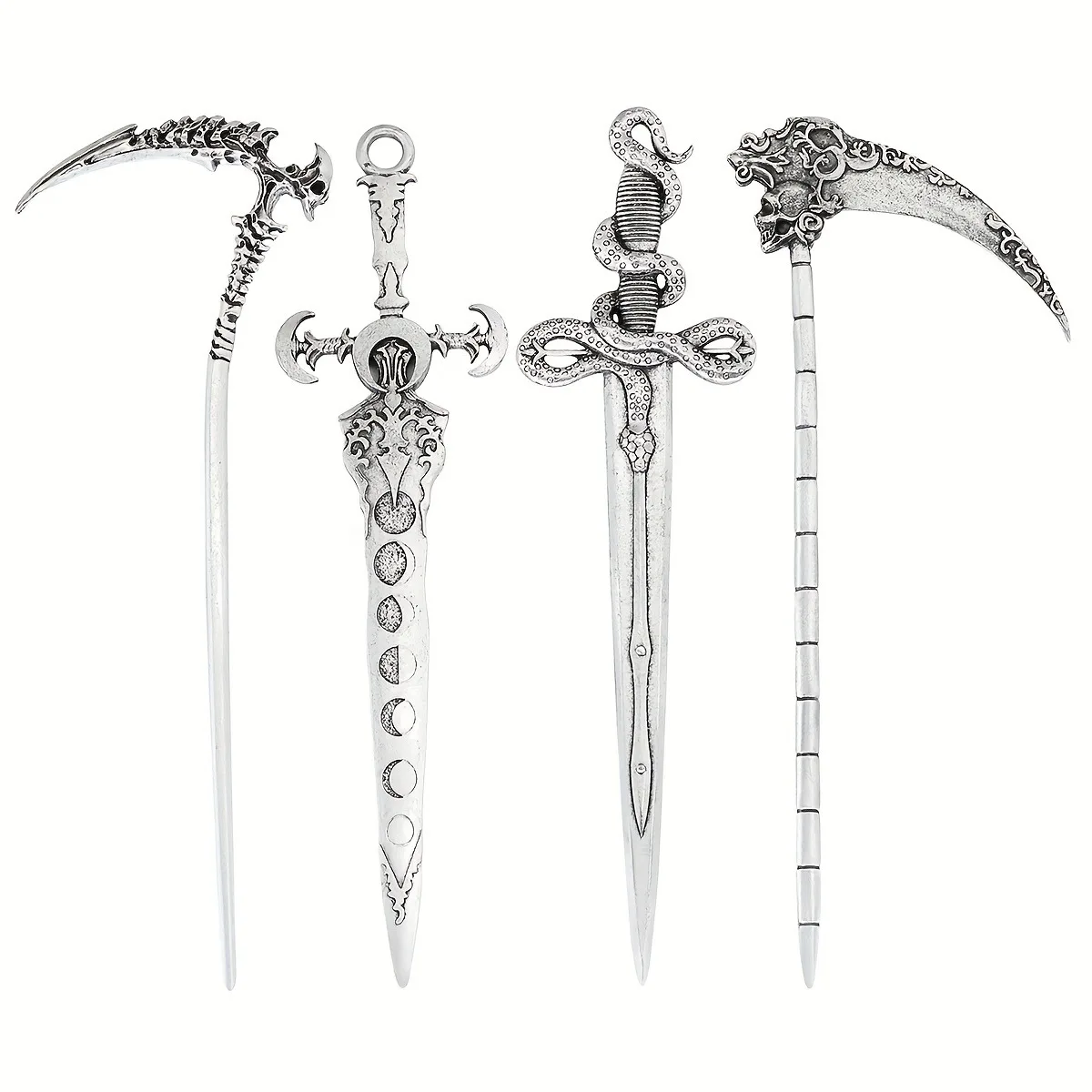 Punk style Viking Sun Moon Sword Alloy Hair Clip Party Music Festival Role Playing Fashion Personalized Headwear Hair Stick image 6
