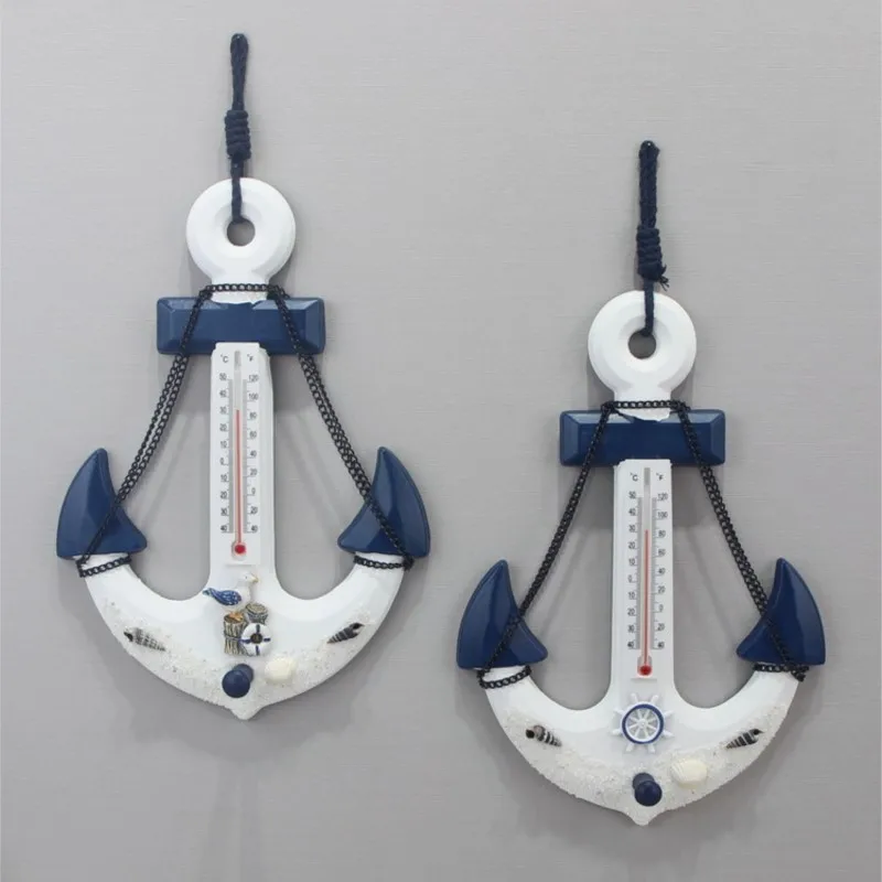 

Mediterranean Style Ship Anchor Thermometer Decoration Pendant Ocean Style Children's Room Entrance Wall Wall Decoration Pendant