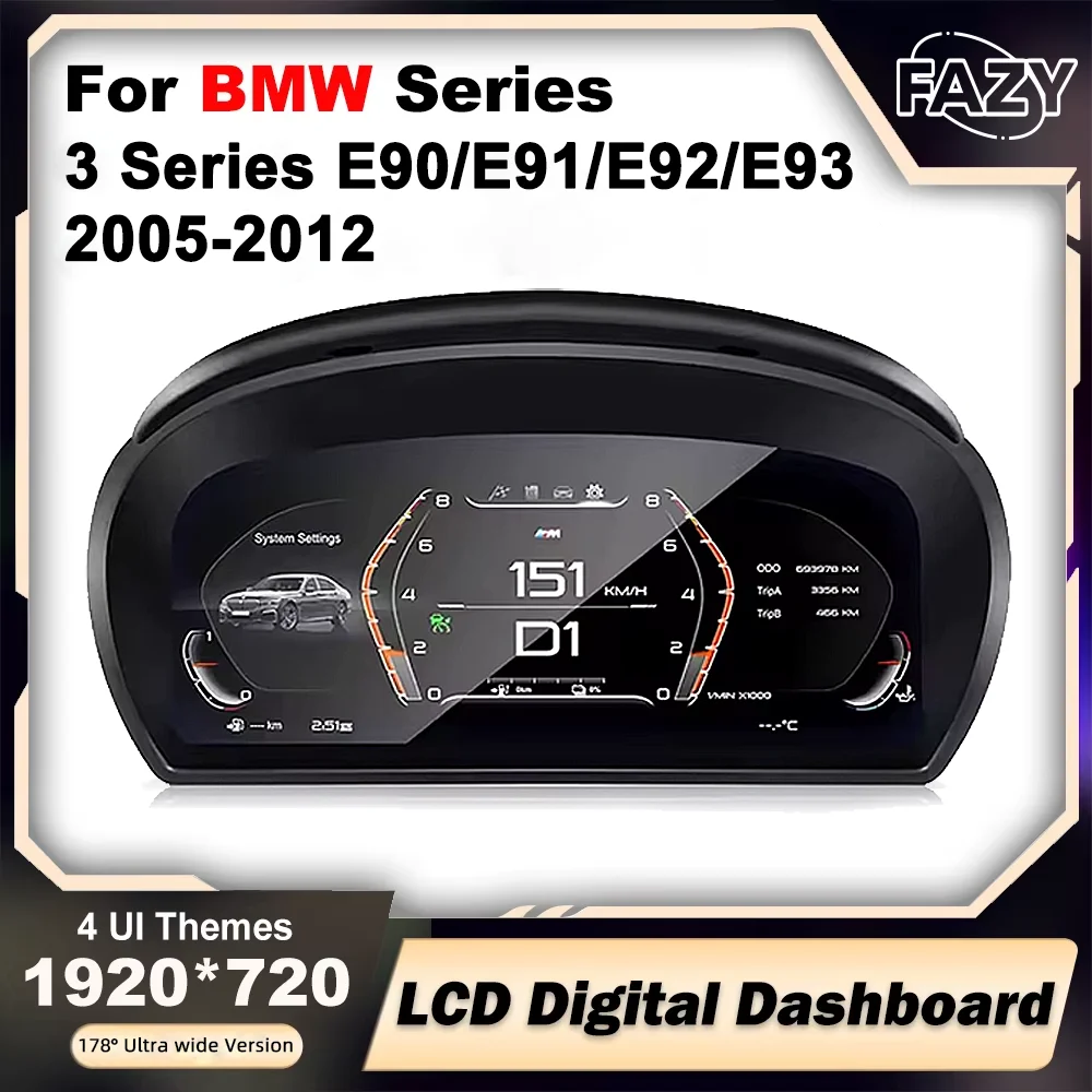 

FAZY Ultra-wide Version Dashboard For BMW 3 Series E90 E91 E92 E93 2005-2012 Speedometer LCD 1920*720 Digital Instrument Cluster