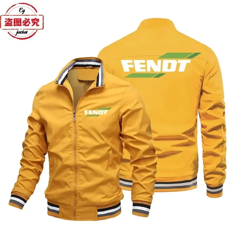Fendt Tractor Logo Printed Team Uniform Workwear Long Sleeved Jacket Men's Zipper Stand Up Collar Cardigan Jacket European Sizes