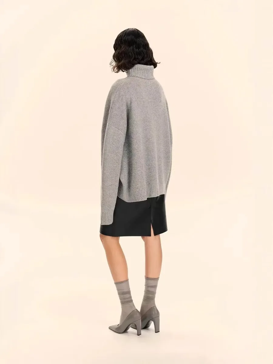 Faionable High Ne Knitted Sweater Warm Thermal Long Sve Top for Autumn Winter Commute Loose Fit  Color