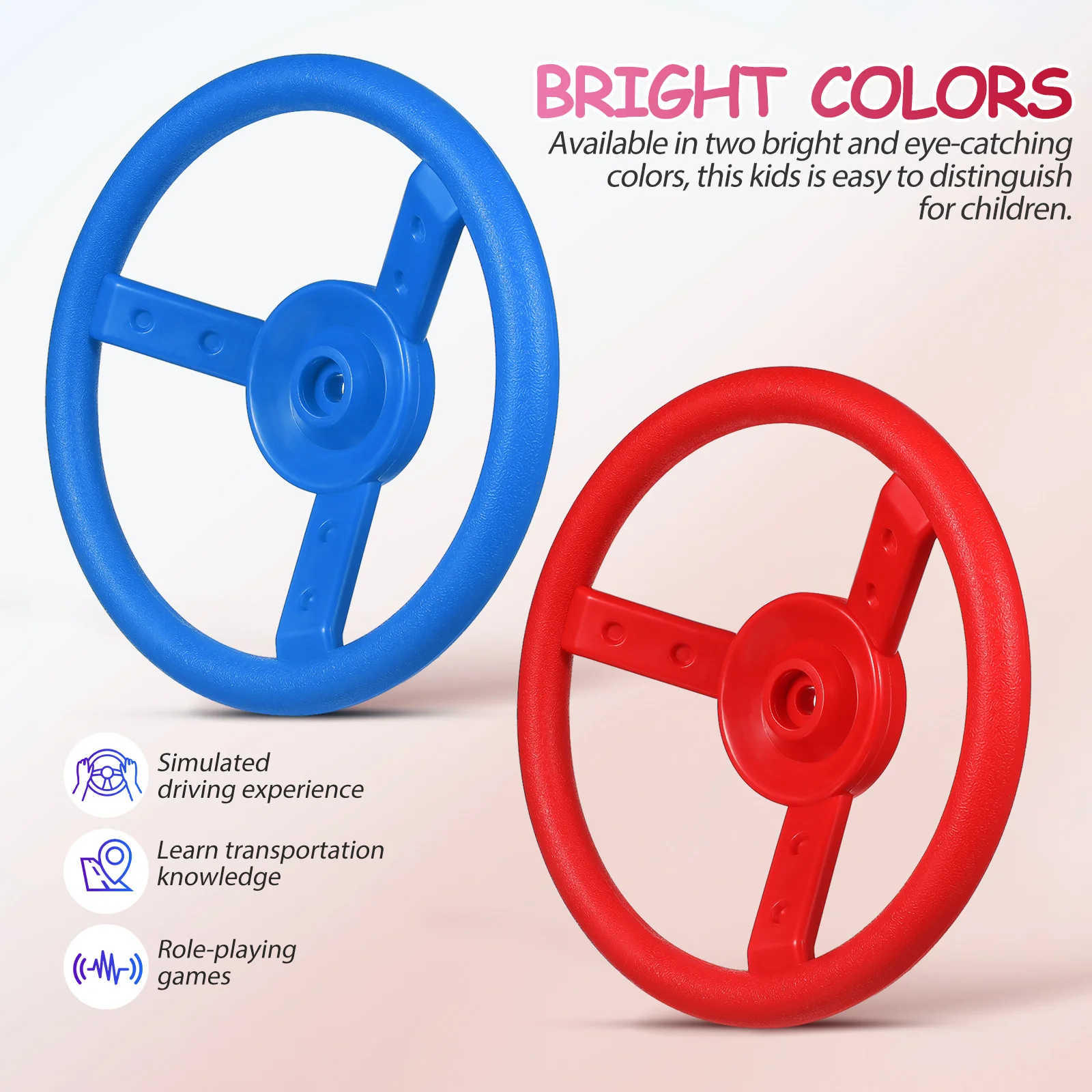 قطعتان من عجلة القيادة للبناء القوي من البولي ايثيلين بتصميم حافة مستديرة وألوان ساطعة وجذابة للقيادة التفاعلية #5