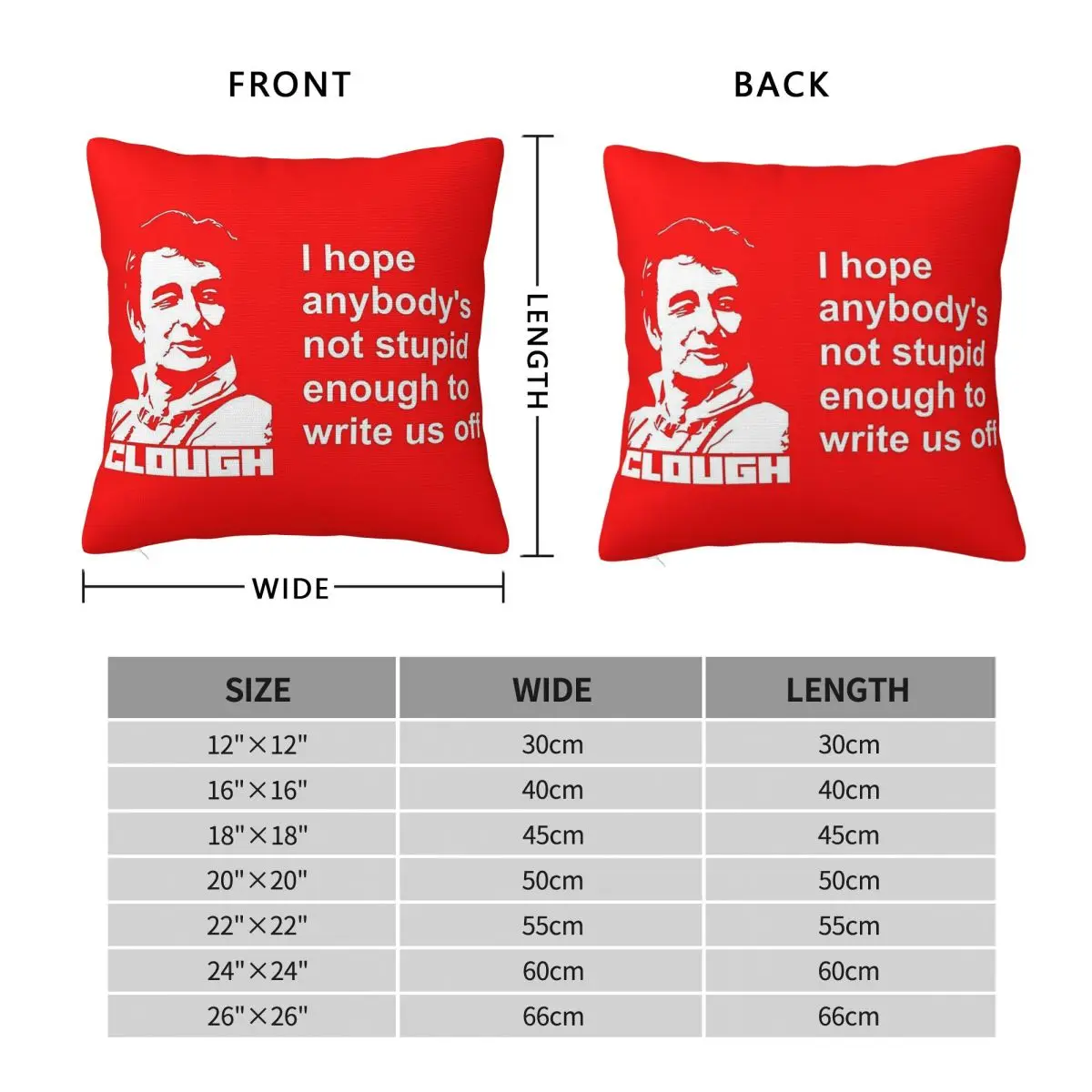 Brian Clough Coach Square Pillowcase Polyester Linen Velvet Pattern Zip Decor Pillow Case Bed Cushion Case