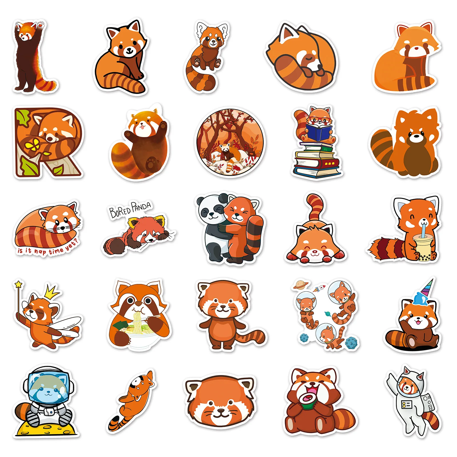 50Pcs Cute Red Panda Series Graffiti Stickers Suitable for Laptop Helmets Desktop Decoration DIY Stickers Toys Wholesale