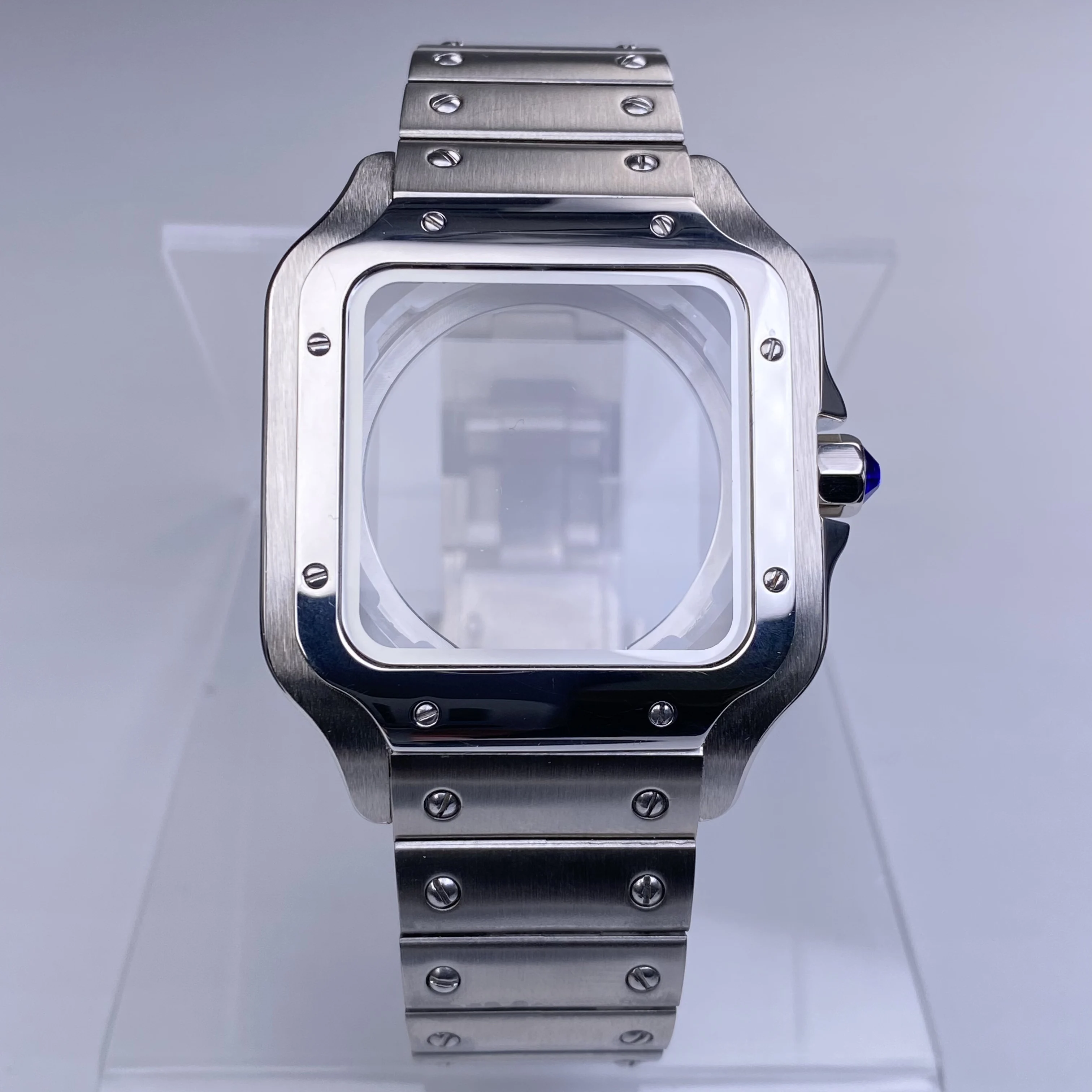 38 مللي متر ساعة مربعة حافظة الفولاذ المقاوم للصدأ سانتو حافظة NH35 تعديل أجزاء Sk Sant Mod اكسسوارات NH36 NH35 ساعة يد تعمل بالحركة