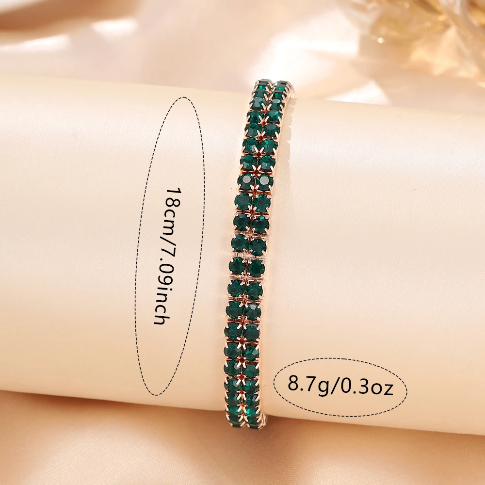 2PCS/SET Green Luxury Quartz Watch Women\'s Bracelet Water Diamond Fashion Watch Casual Women\'s Bracelet Watch