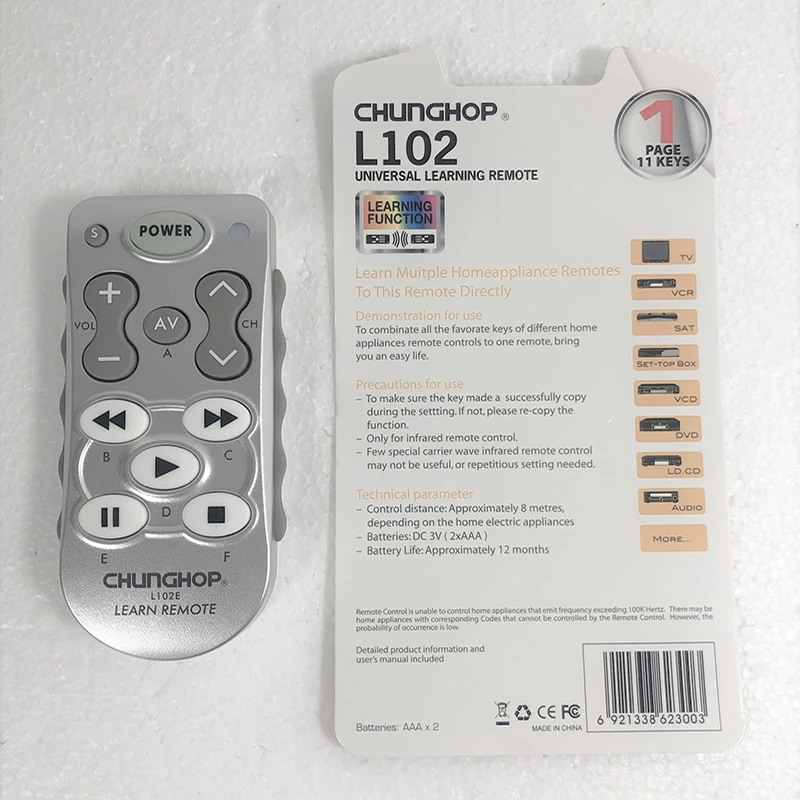 L102 Universal Learning Function Remote Control L-102 For TV SAT DVD CBL CD DVB-T Audio