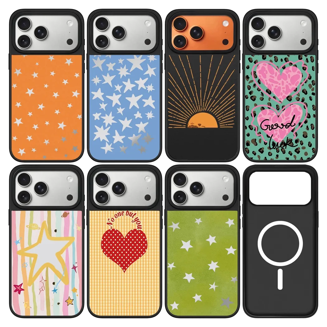 

Heart Star Sunrise Mirror Surface Magnetic Phone Case Cover for IPhone 12 13 14 15 16 17 Pro Max Case for IPhone 17 Air