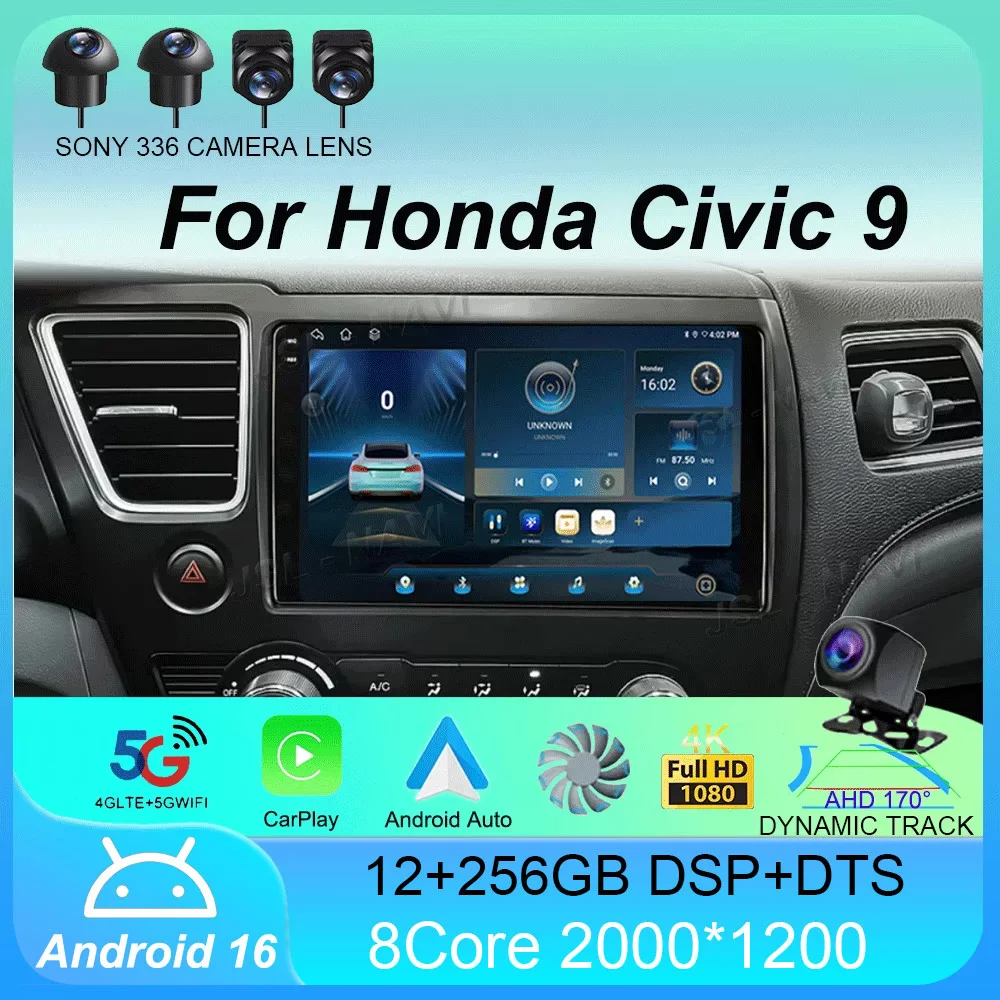 

Android 16 Car Radio For Honda Civic 9 9th US Sender Coupe Multimedia Player Video Carplay DSP GPS No 2din DVD Head Unit