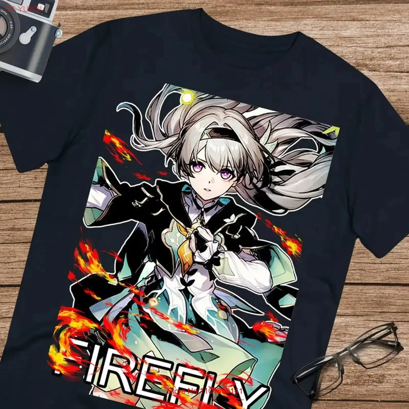 Anime Firefly Honkai Star Rail T Shirt Size S 5Xl Black vintage Washed Casual Slightly Top For Everyday Wear Versatile