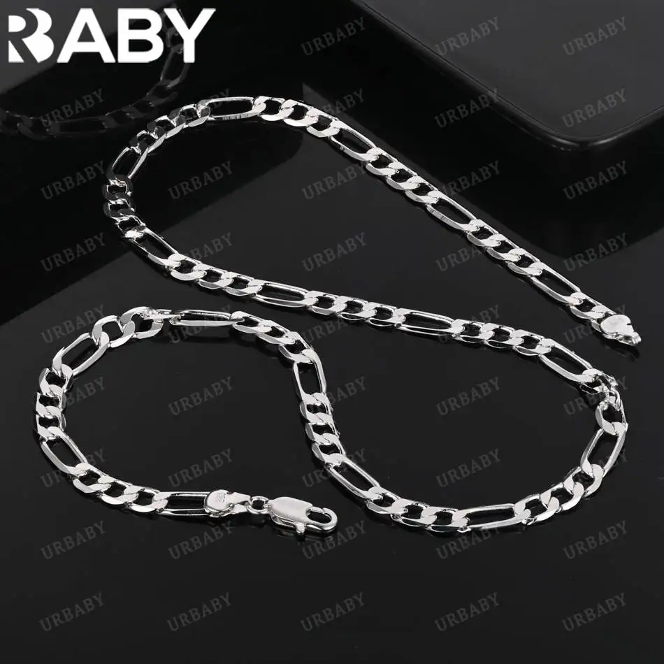 

URBABY 925 Sterling Silver 40-75cm 6mm Chain Necklace For Women Men Creativity Gifts Street All-match Party And Daily Wear