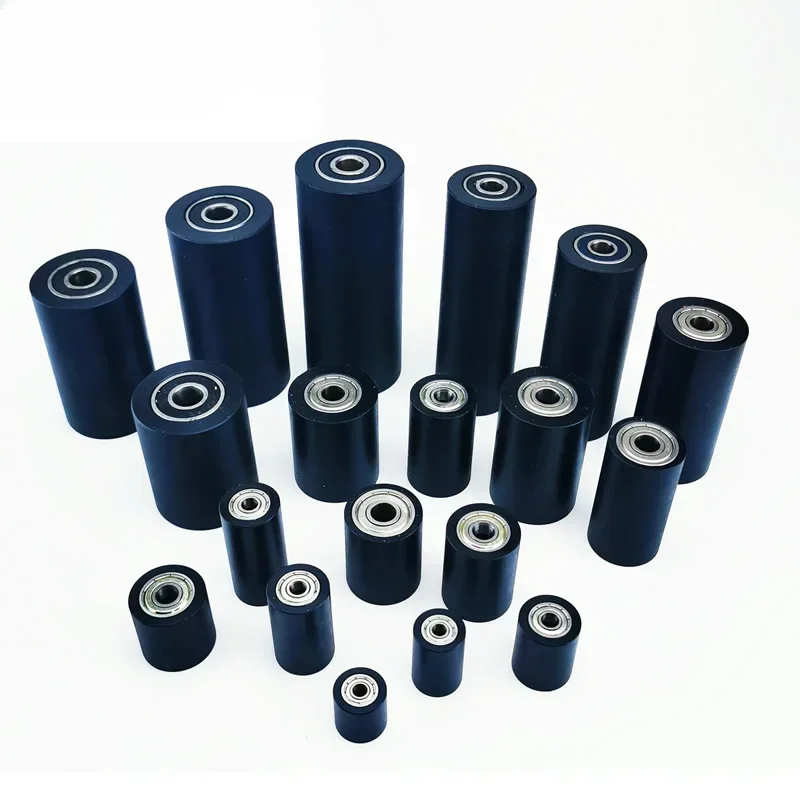 yesBlack Polyurethane bearing rubber wheel,Diameter 30mm,height 30mm , Driven pulley,Mute Guide wheel Double bearing