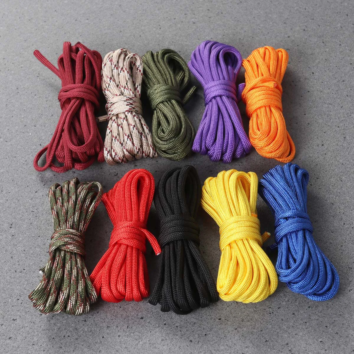 

10 Pcs Paracord Parachute Cord Lanyard 10mm Camping Hand Chain Hiking Core Weave 10 Colors for Climbing Camping Buckle Bracelet