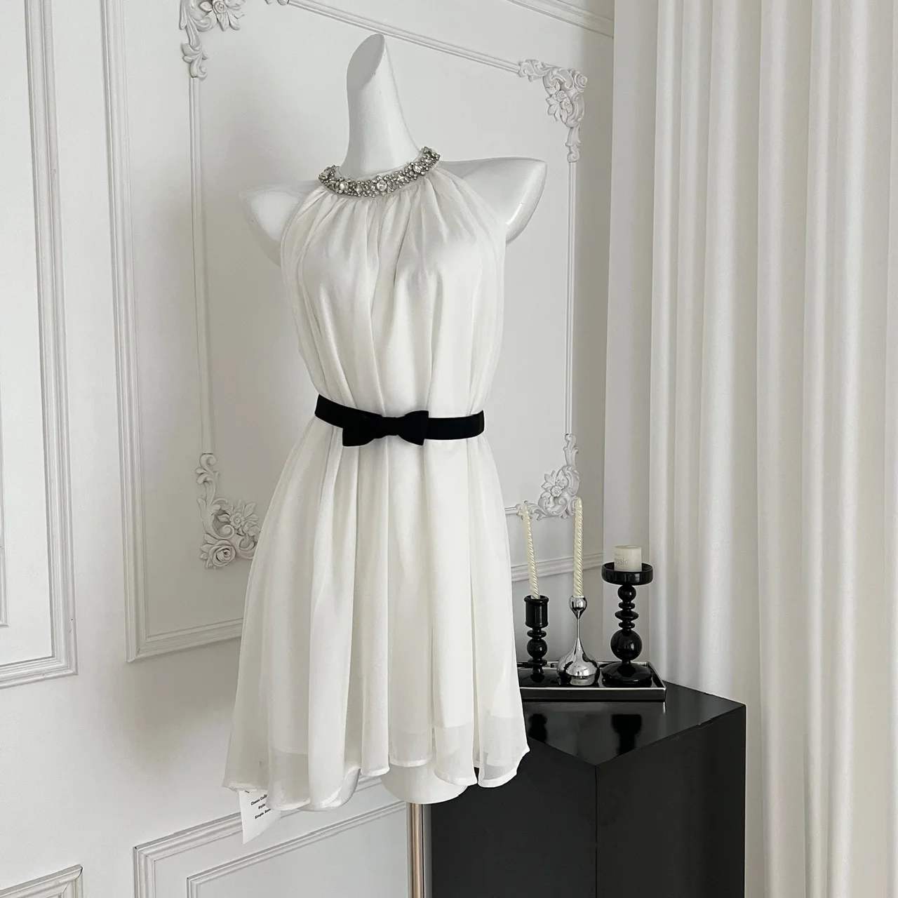 

Summer Women French Shoujo Tunic Chiffon Rhinestone Dress Party Evening Tunic Prom Gown One-Piece Gyaru Coquette Mini Graduation