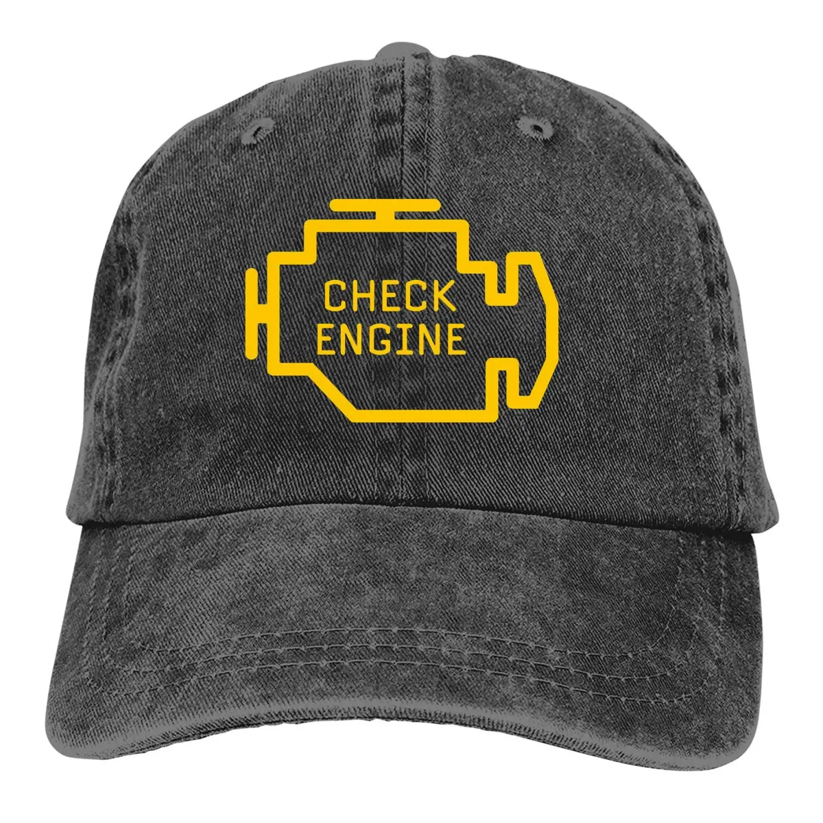 Washed Men's Baseball Cap Check Engine Trucker Snapback Caps Dad Hat Check Engine Light Golf Hats