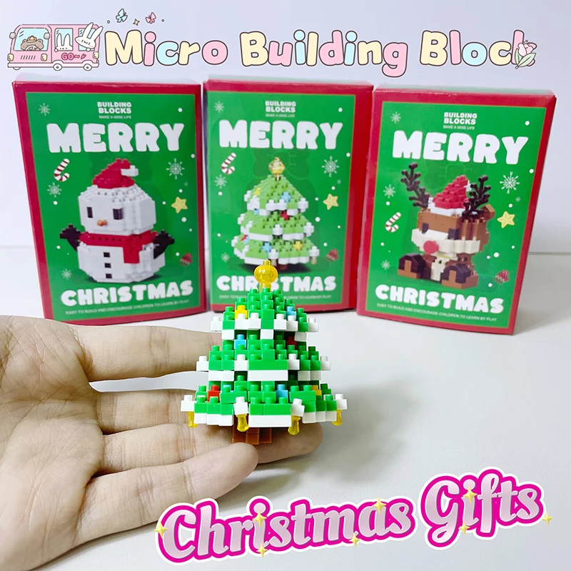 هدايا عيد الميلاد مايكرو بنة سلسلة سانتا كلوز الرنة لغز تجميع الطوب الجدول الديكور لعب الاطفال #6