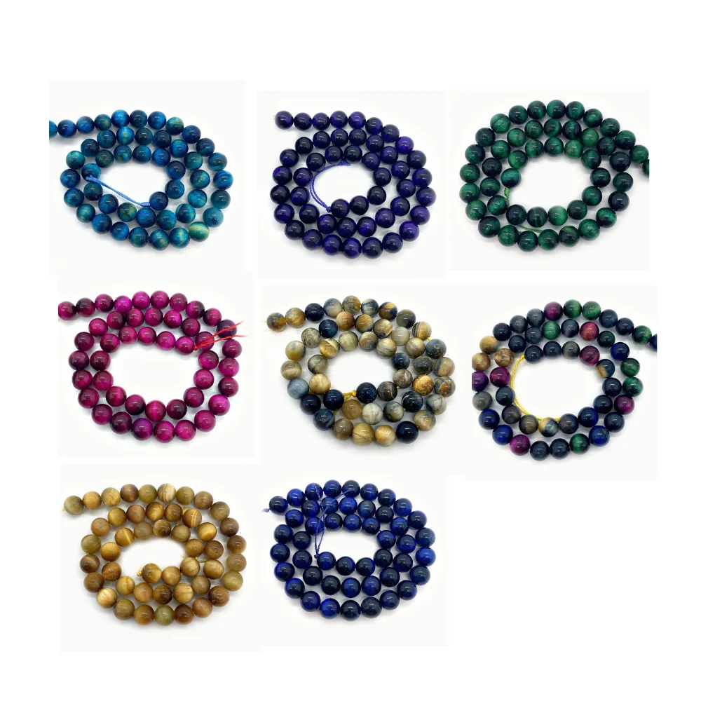 

Colorful Tiger Eye Stone Beads 6/8/10mm Round Spherical Polished Natural Stone Loose Bead 1strand DIY Bracelet Necklace Jewelry