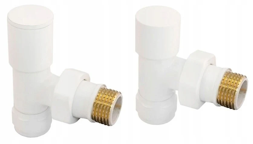 Set witte hoekige radiatorventielen