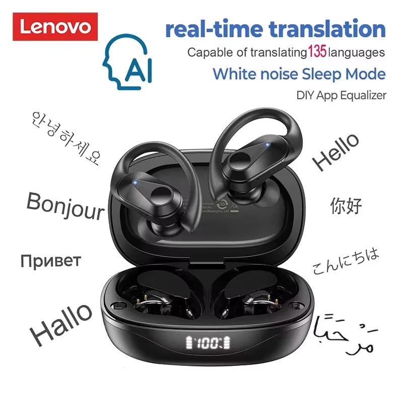 

Новые Bluetooth-наушники Lenovo LP75 AI Assistant с многофункциональными наушниками IPX5, водонепроницаемые спортивные наушники с защитой от пота
