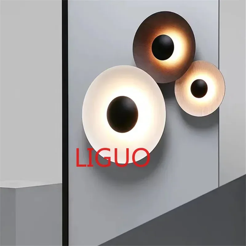 

Nordic round wall light Modern Fashion Aluminum Wall Sconce vintage lampshade Home Design For Bedroom Creative hallway furniture