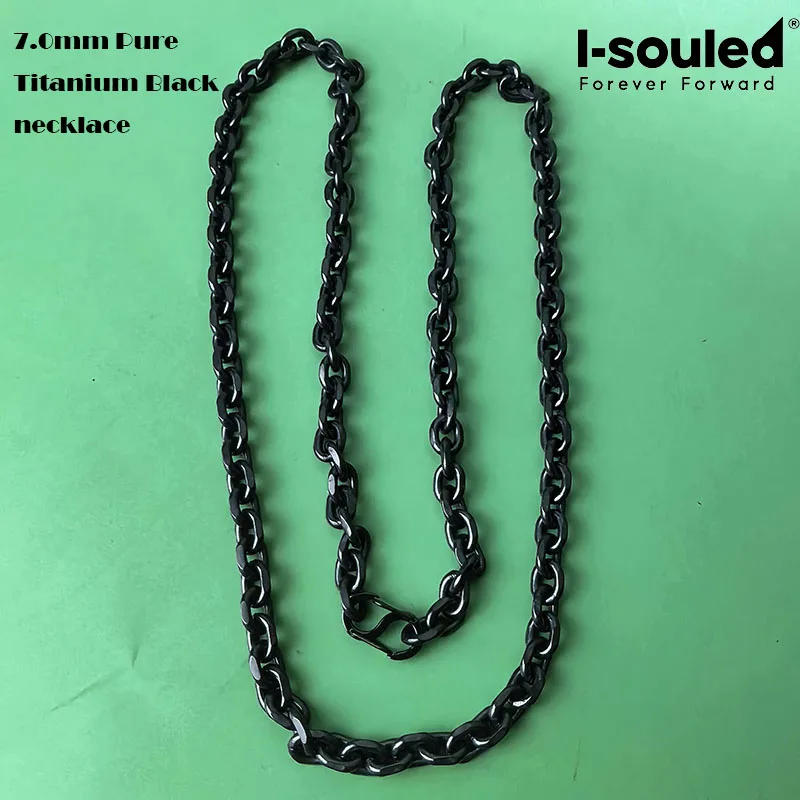 7.0mm Pure Titanium O Link Chain Necklace Men Hip Hop Cable Chain Silver Gold Black Blue Lightweight Hypoallergenic Jewelry