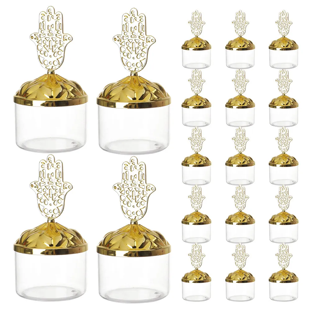 24Pcs Clear Plastic Candy Boxes Electroplated Lid Party Favor Small Storage Boxes Wedding Baby Shower Treat Decorative
