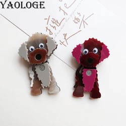 YAOLOGE 2025 New Arrival Personalized Splicing Grey Rose Red Puppy Brooch Acrylic Material Women Cute Animal Dog Badge Pins