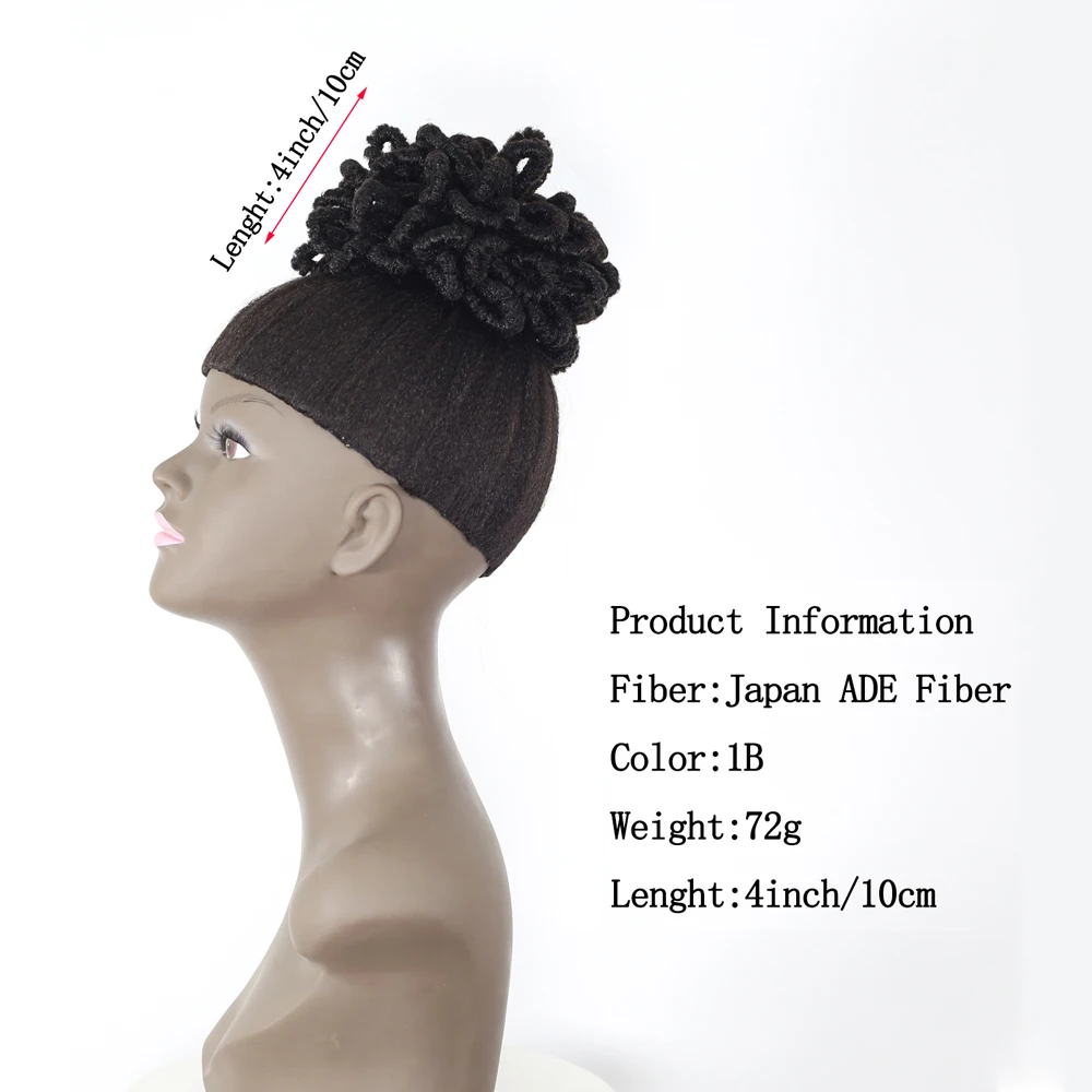1 Stück Afro-Haarknoten, synthetischer Dreadlock-Chignon, Kordelzug, Clip-in-Pferdeschwanz-Haarteile für schwarze Frauen