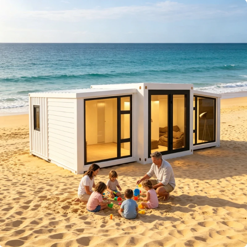 20FT Foldable Container Home Mobile Prefab House Steel Structure Expandable Tiny House for Backyard Office Airbnb Rental