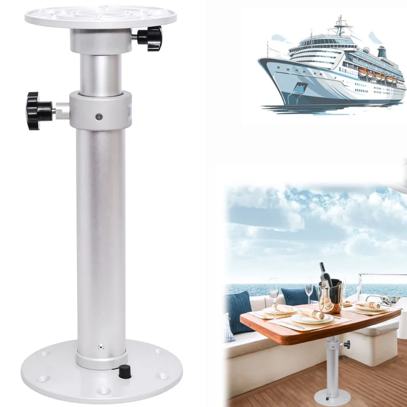 Upgraded Boat Table Base, Removable 17.8-27 Height Range Adjustable RV Table Base Bracket Leg Base Mount