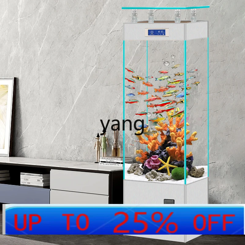 LTT ultra-white glass smart fish tank living room household vertical medium-sized office one-click sewage aquarium