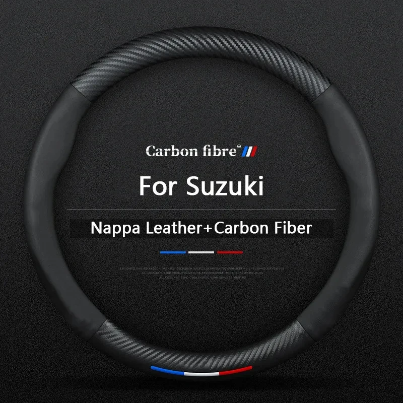 

For Suzuki S-Cross Swift SX4 Vitara Jimny Grand-Vitara Baleno Ciaz Car Carbon fiber Anti-slip Steering Wheel Cover Accessories