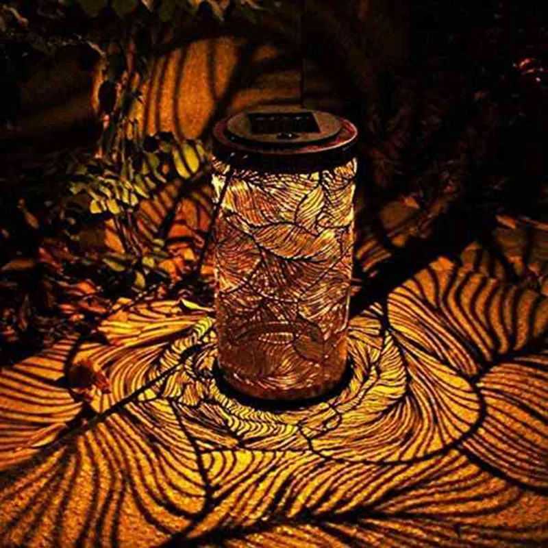 ABMS-Solar Lantern Retro Garden Solar Lamp Hollowed Out Forest Shadow Lantern Hanging Lamp Lighting Outdoor Landscape Lamp