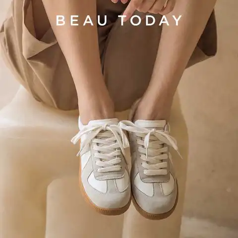 BEAUTODAY Vintage Casual Sneakers Dam Syntetiskt Läder Sneakers Rund Tå Snörning Kvinnliga Platta Promenadskor Atletiska Skor 29801S 10 best sales vintage Havana-sneakers - №7