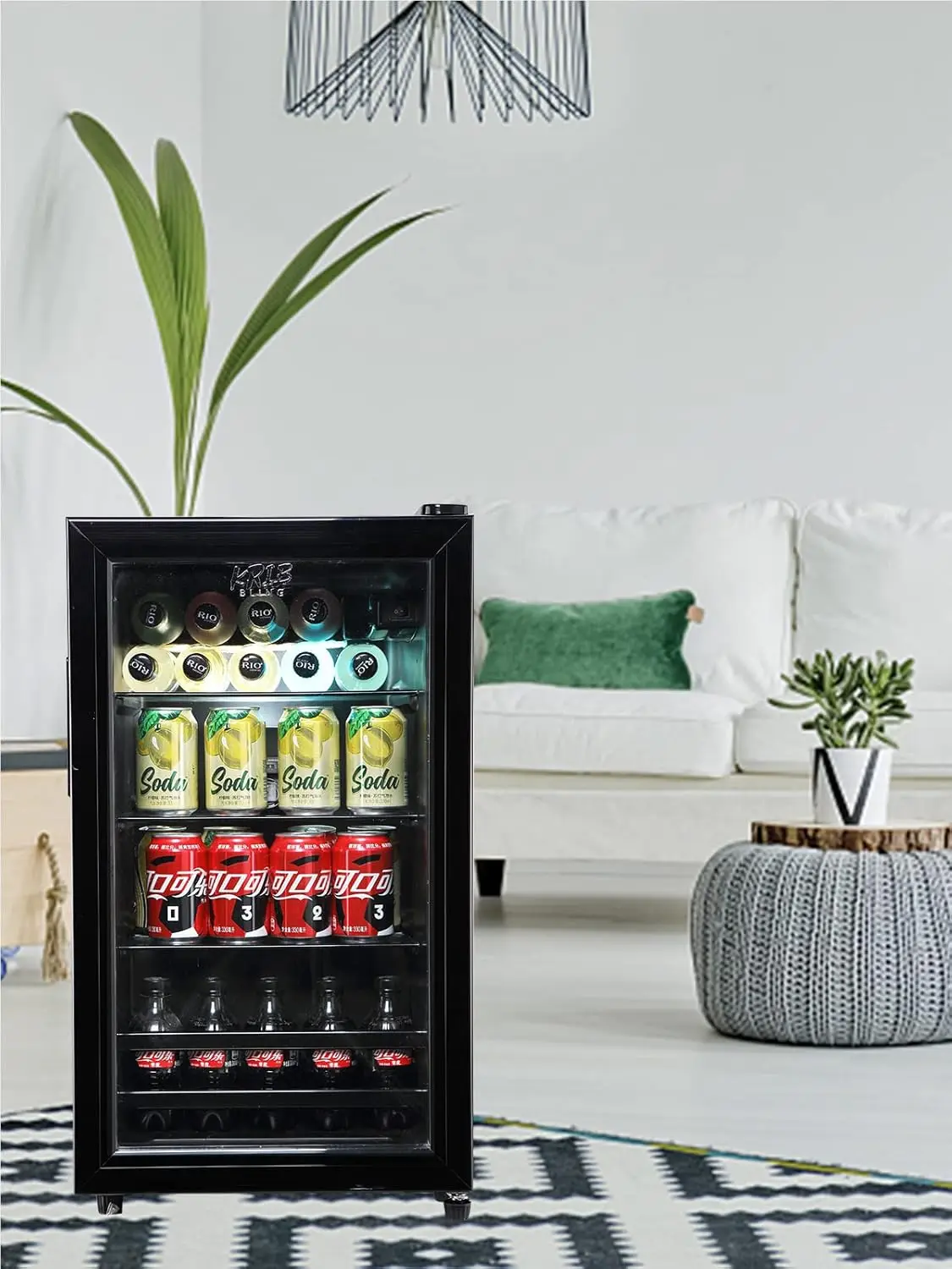 Refrigerador y enfriador de bebidas para 120 latas, mini refrigerador con estantería ajustable de alambre, máquina dispensadora de bebidas pequeña