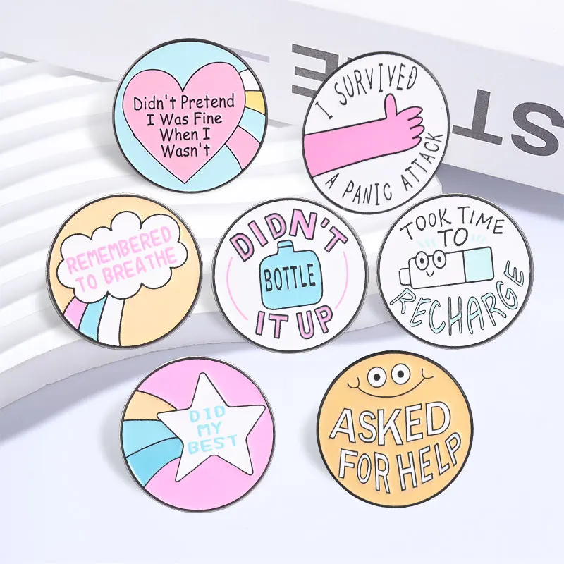 TOOK TIME TO RECHARGE Enamel Pin I SURVIVED A PANIC ATTACK Motivational Quotes Brooch Bag Lapel Badge Jewelry Gift for Friends