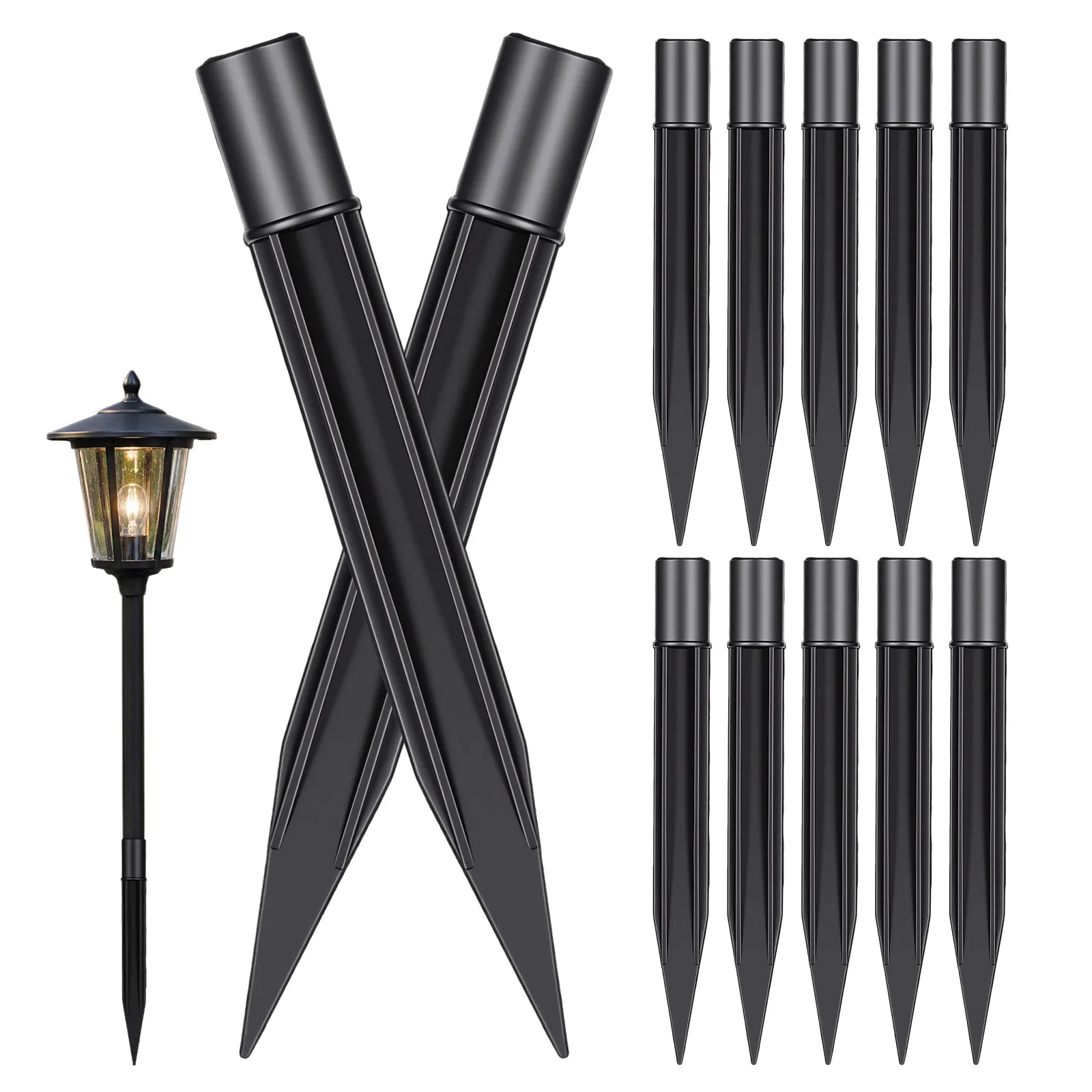 8 Piquets de Fixation en Plastique pour Lampes de Jardin, Éclairage Solaire Extérieur, Piquets de Sol pour Aménagement Paysager