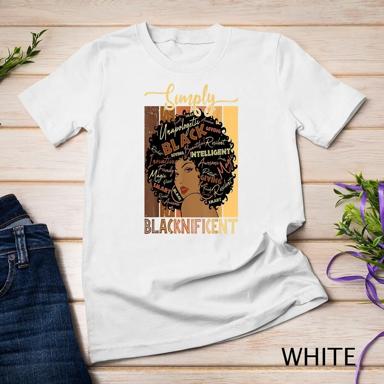 Simply Blacknificent Magic Juneteenth Girl Afro Woman Black Unisex T-shirt