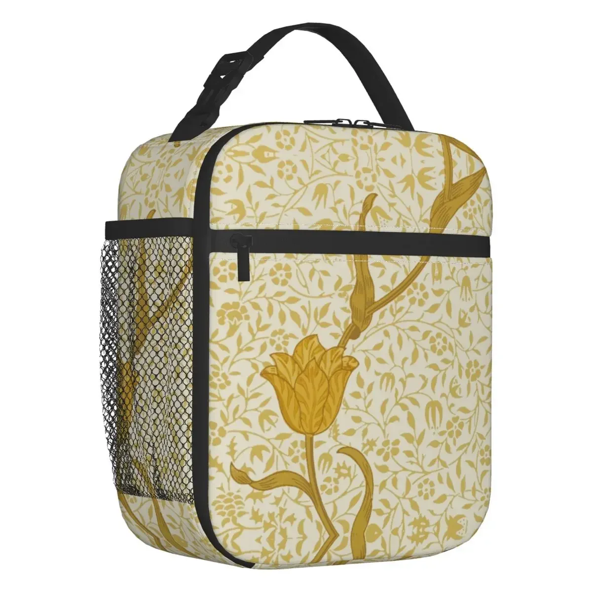 William Morris Garden Tulip Victorian Floral Patterns Insulated Lunch Bag Waterproof Textile Pattern Thermal Cooler Lunch Tote