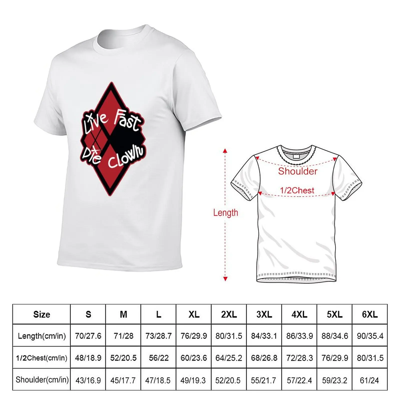 Live Fast Die Clown Sticker T-Shirt anime tshirt black cotton t-shirt plain for man package T-Shirt