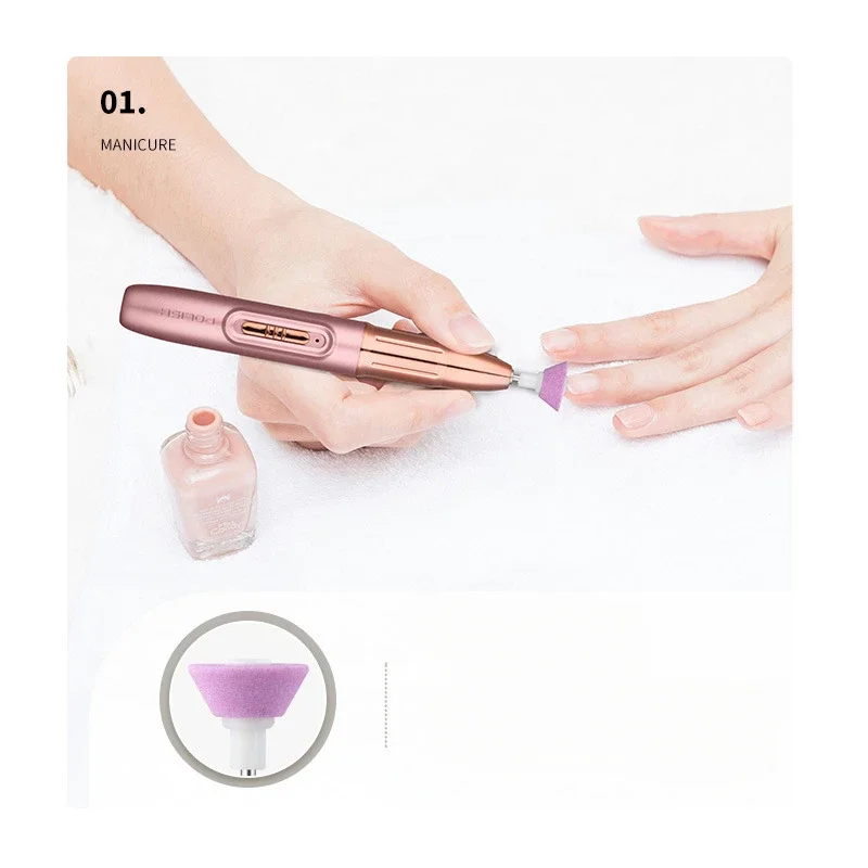 Lucidatore elettrico per unghie con velocità regolabile, sicuro, veloce, silenzioso, portatile, lunga resistenza e basso rumore per nail art a luce divisa