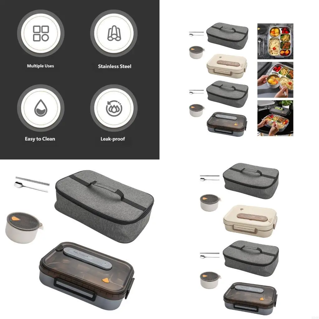 Stainless Steel Meal Container Thermal Insulation Lunch Box With 6 Compartments B03E